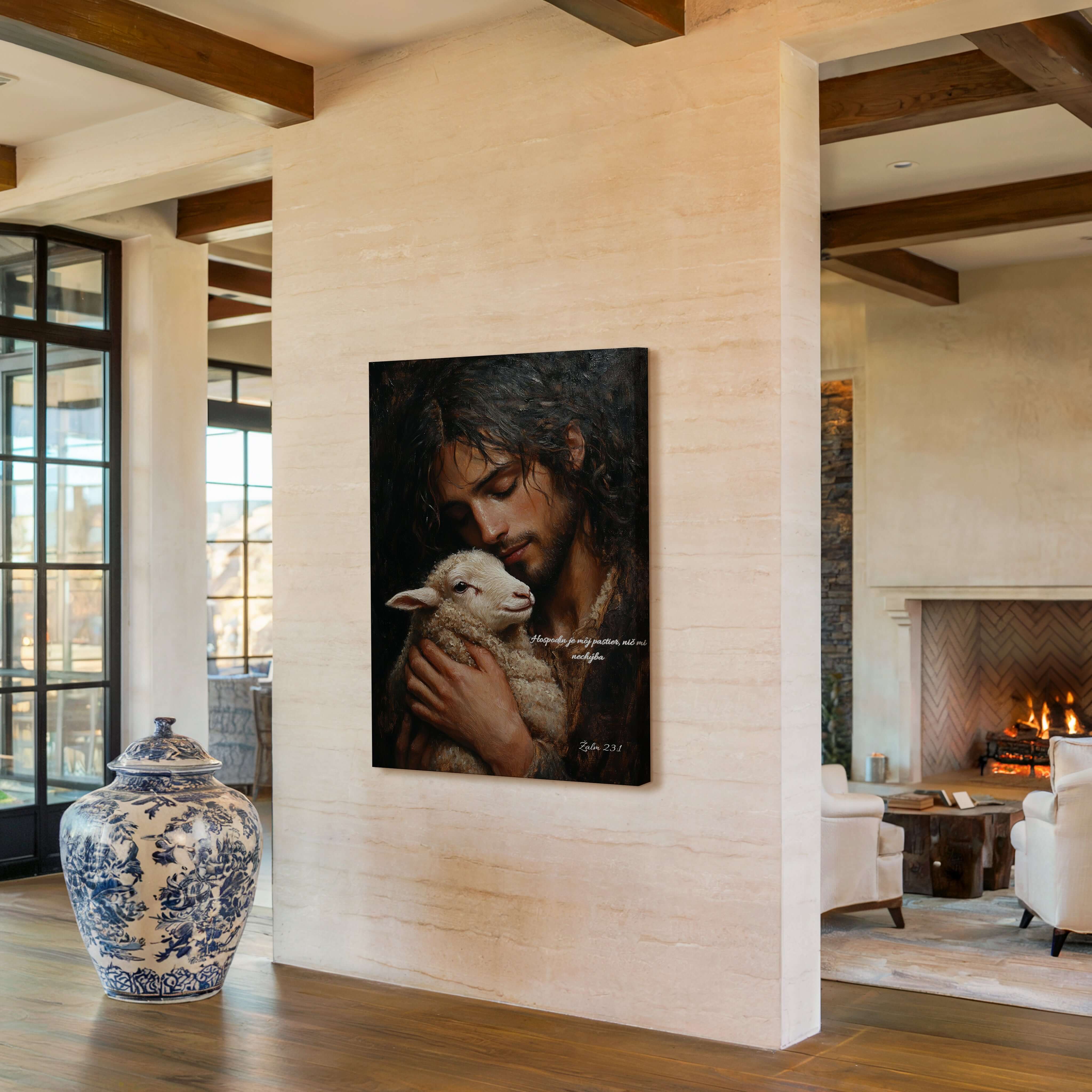 Obraz na stenu - Hospodin je môj pastier, nič mi nechýba, umenie s biblickým veršom Žalm 23:1.