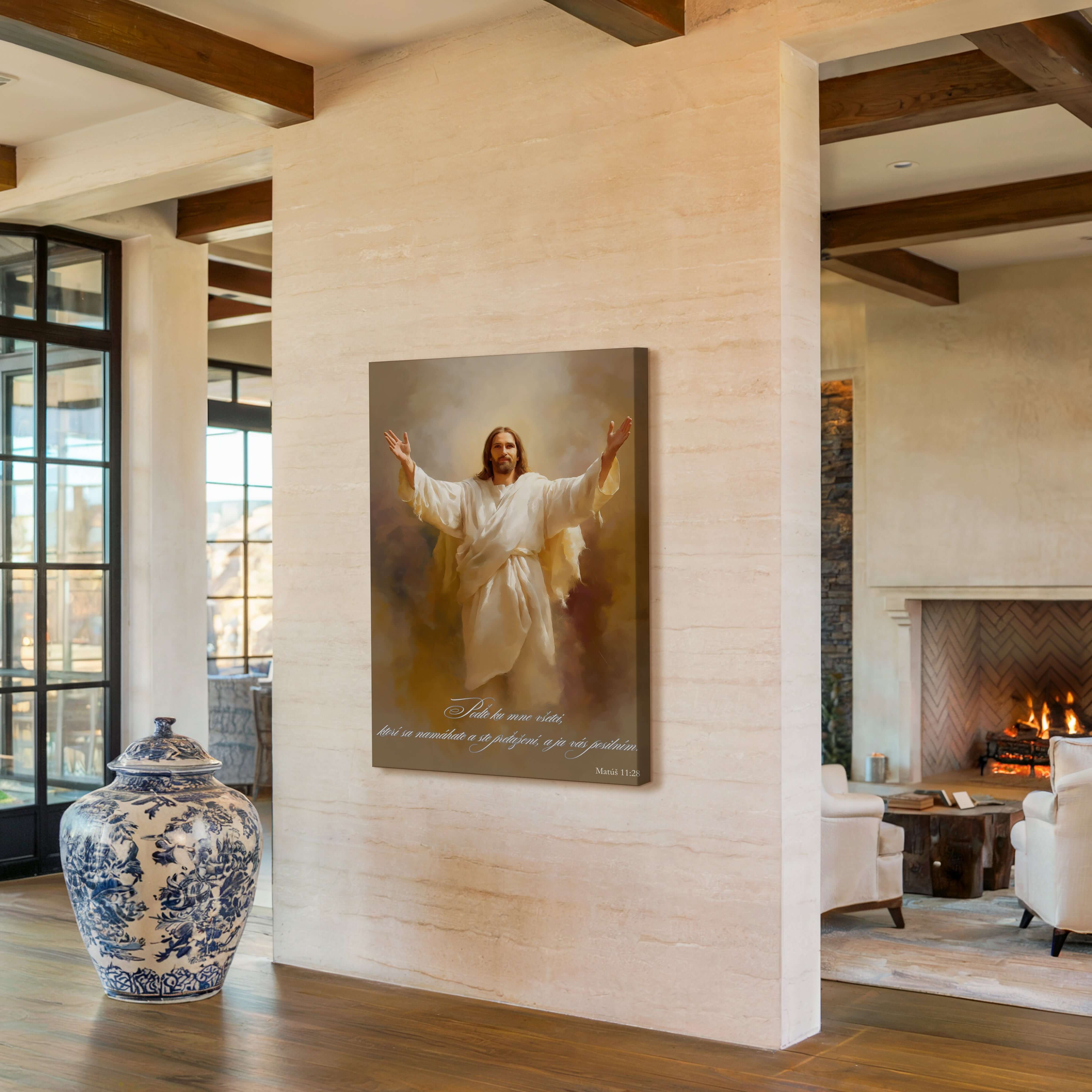 obraz na stenu - Poďte ku mne všetci, ktorí sa namáhate, Matúš 11:28, náboženská dekorácia