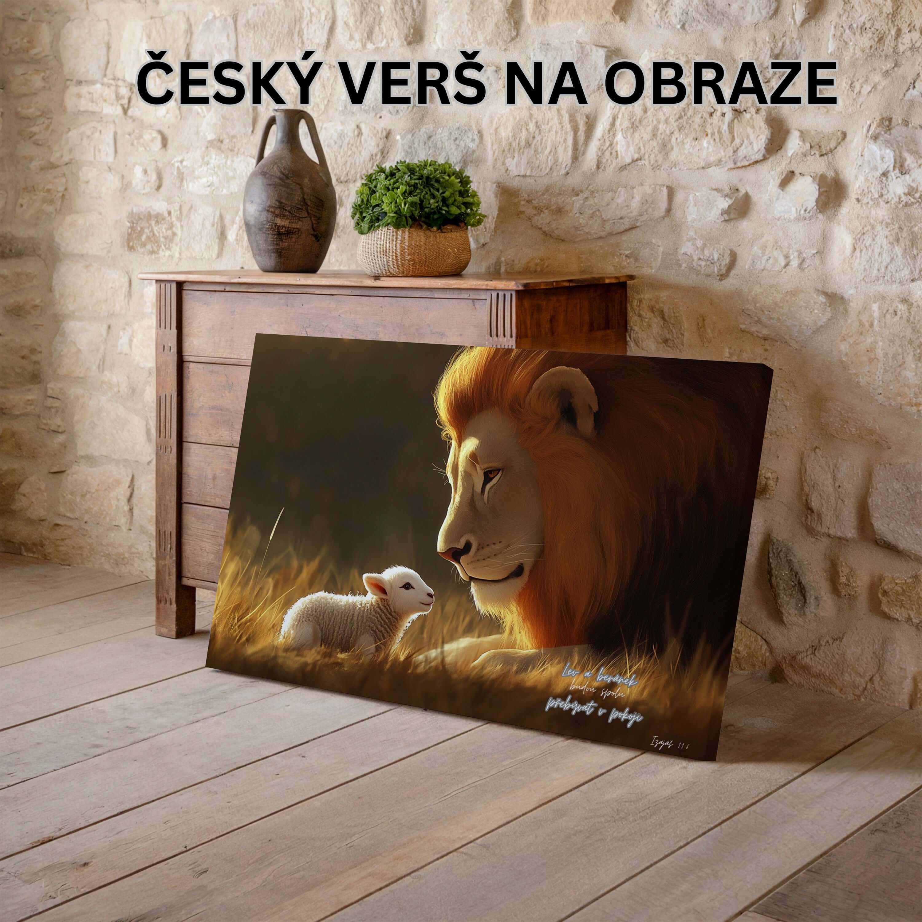 Lev a baránok budú spolu prebývať v pokoji - Inšpirované Izaiáš 11:6|Obraz na stenu