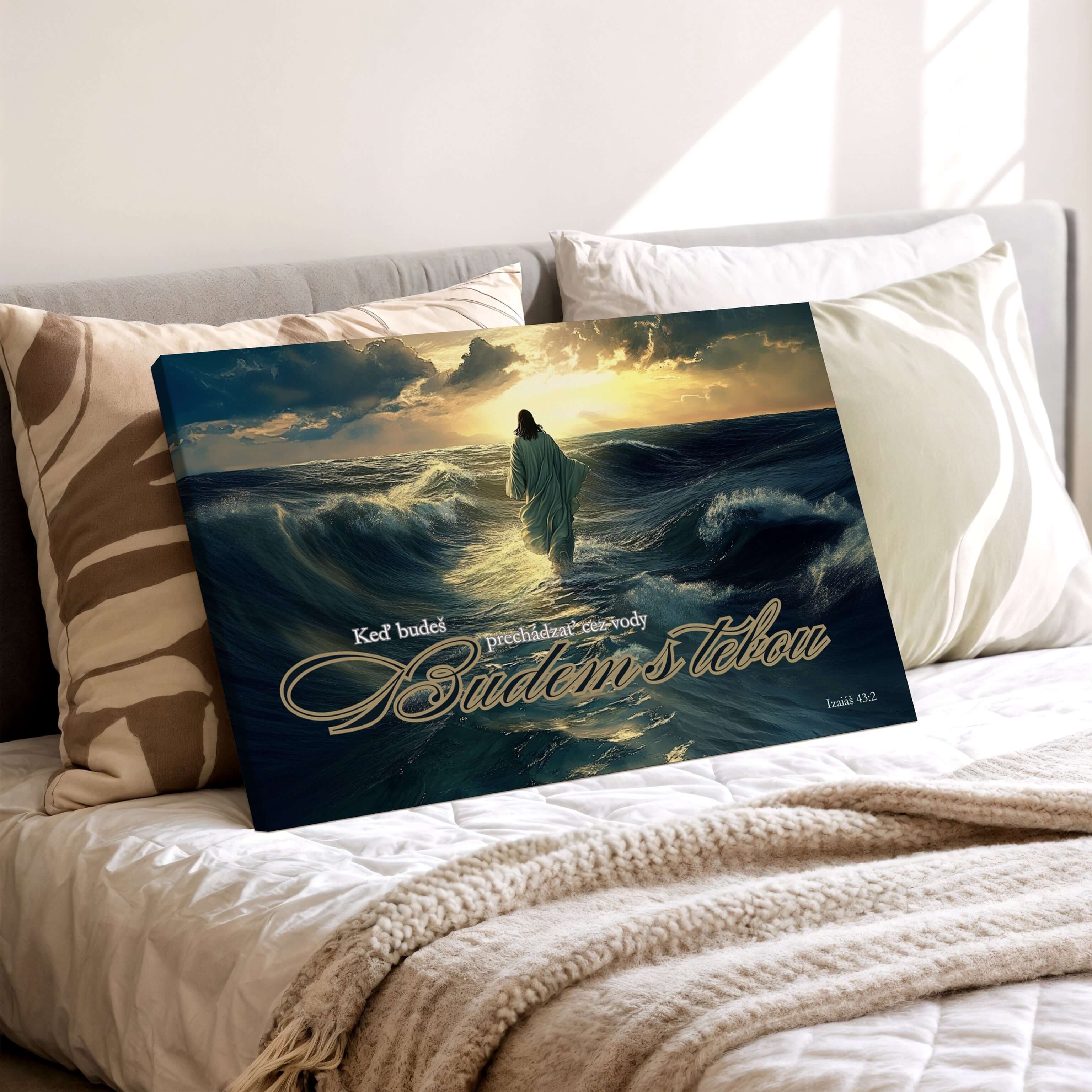 Obraz na stenu - Keď budeš prechádzať cez vody, budem s tebou na vodnej hladine v umení