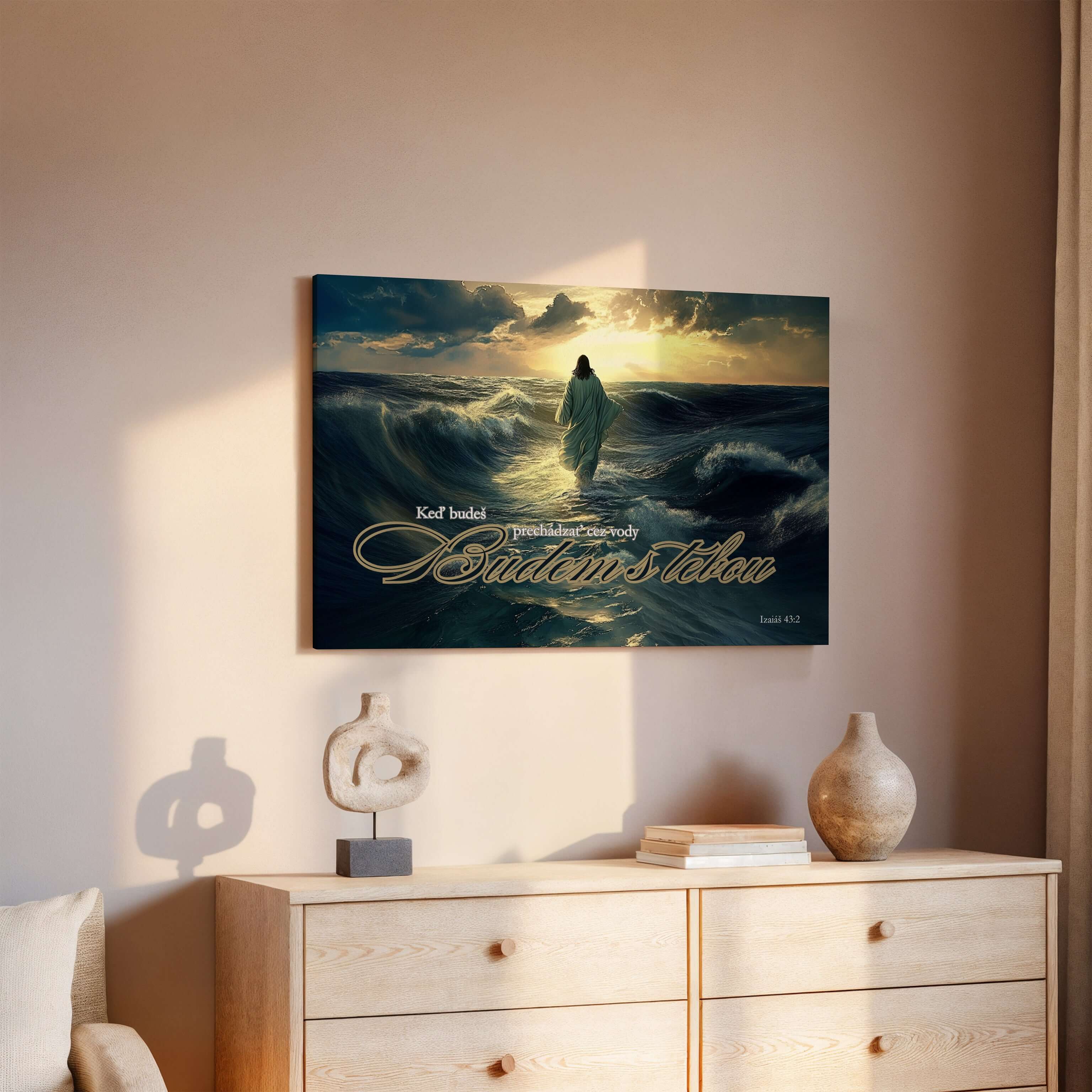 Obraz na stenu zobrazuje duchovný motív so silným posolstvom pre inšpiráciu a nádej.