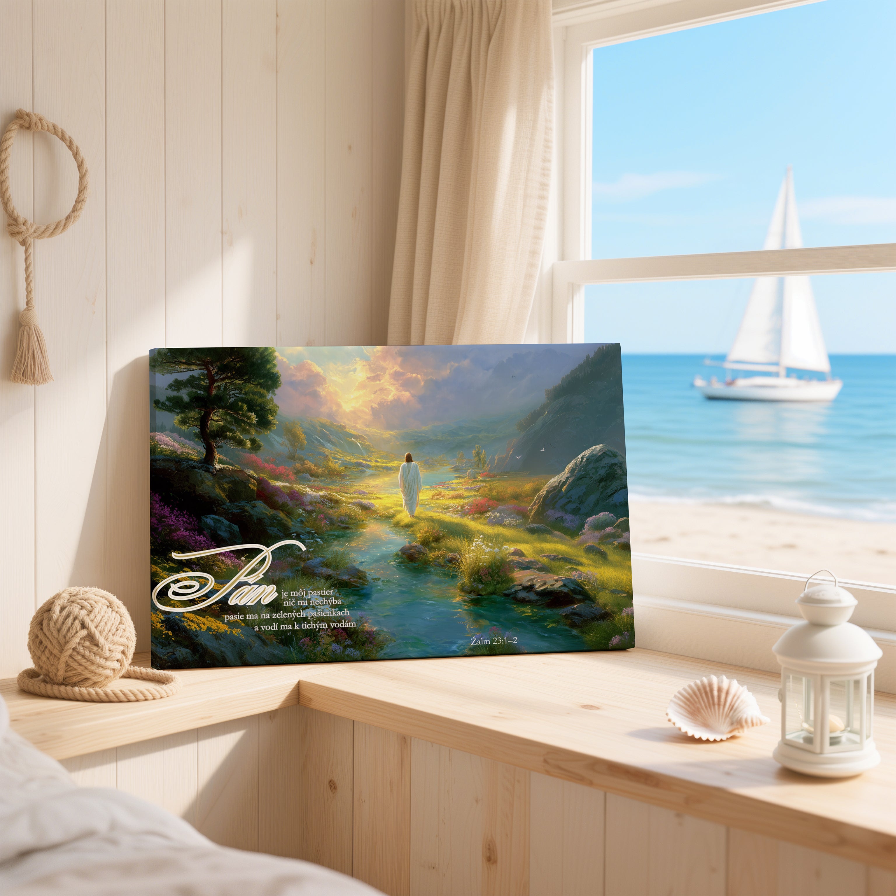 Obraz na stenu - Pán je môj pastier, nádherný obraz s prírodou a duchovným motívom.