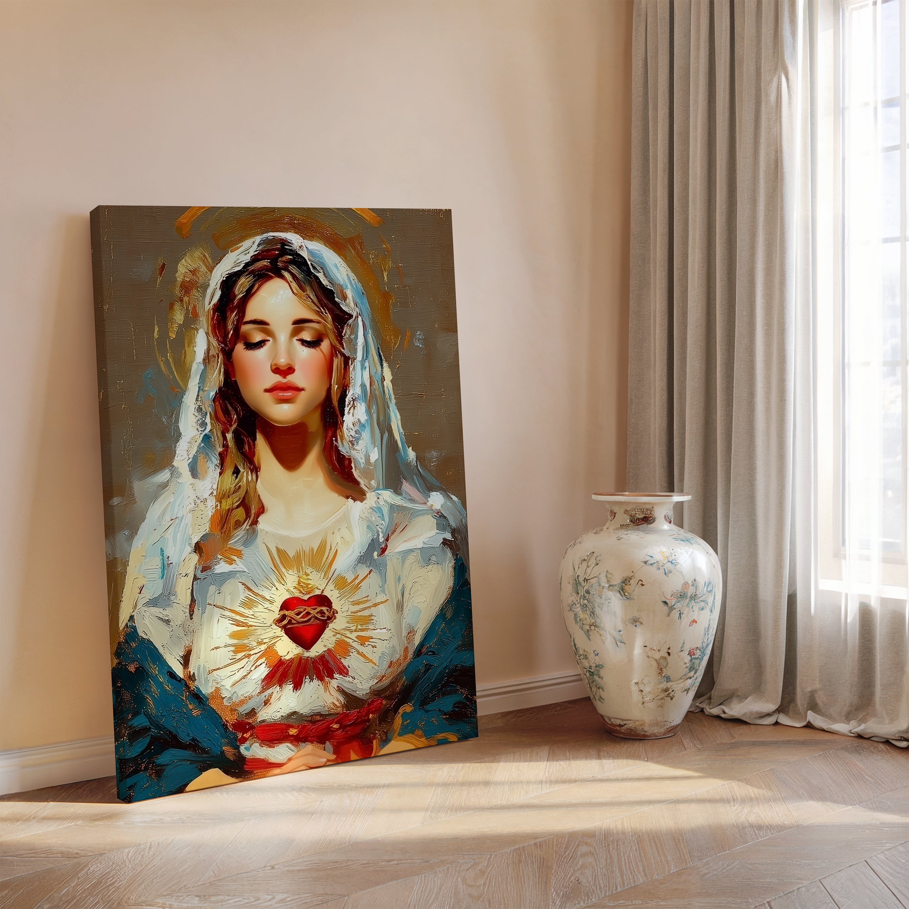 Obraz na stenu - Zdravas’, milosti plná, Pán s tebou, zobrazuje Nepoškvrnené Srdce Panny Márie