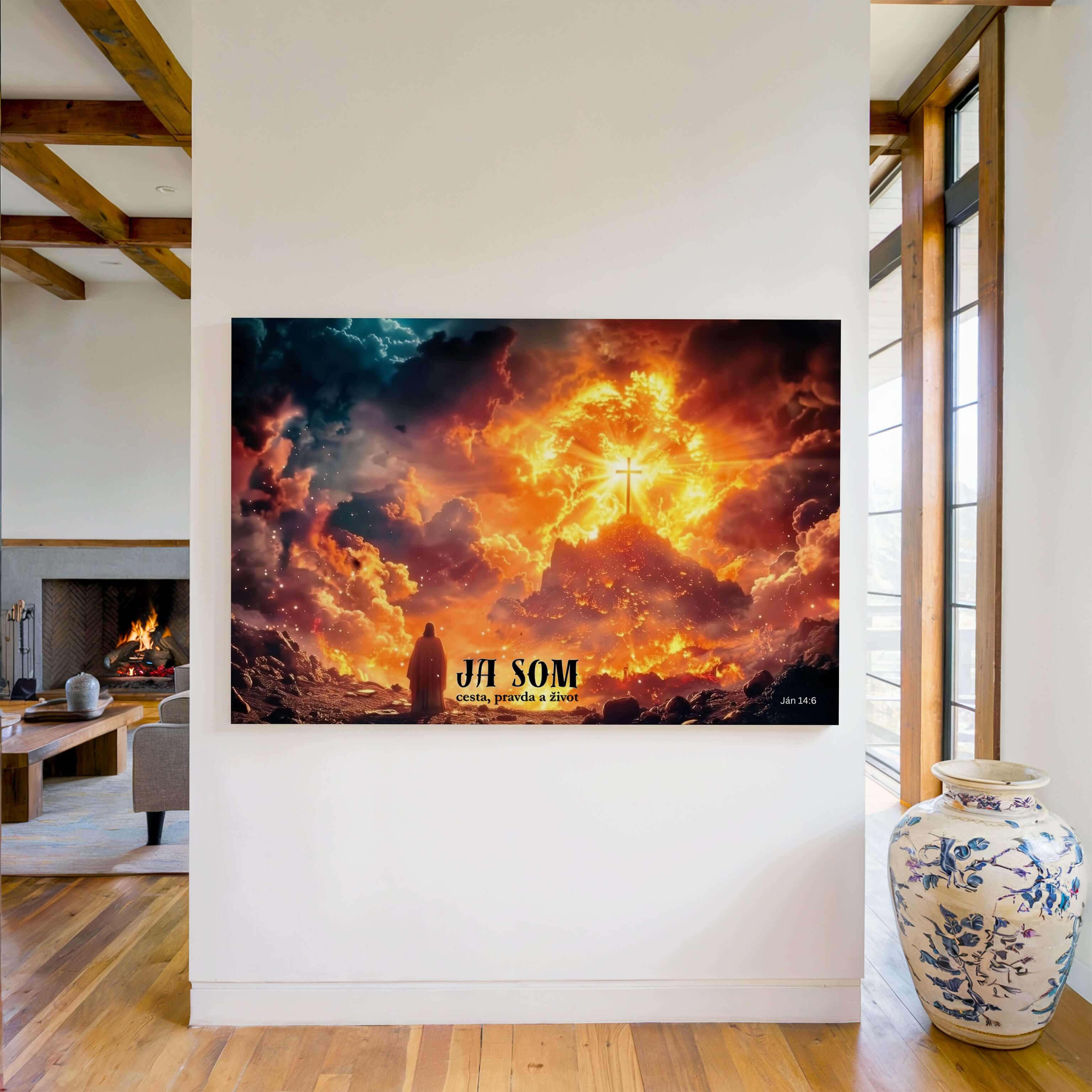 Obraz na stenu - Ja som cesta, pravda a život – Ján 14:6 zobrazenie v slnečnej obývačke