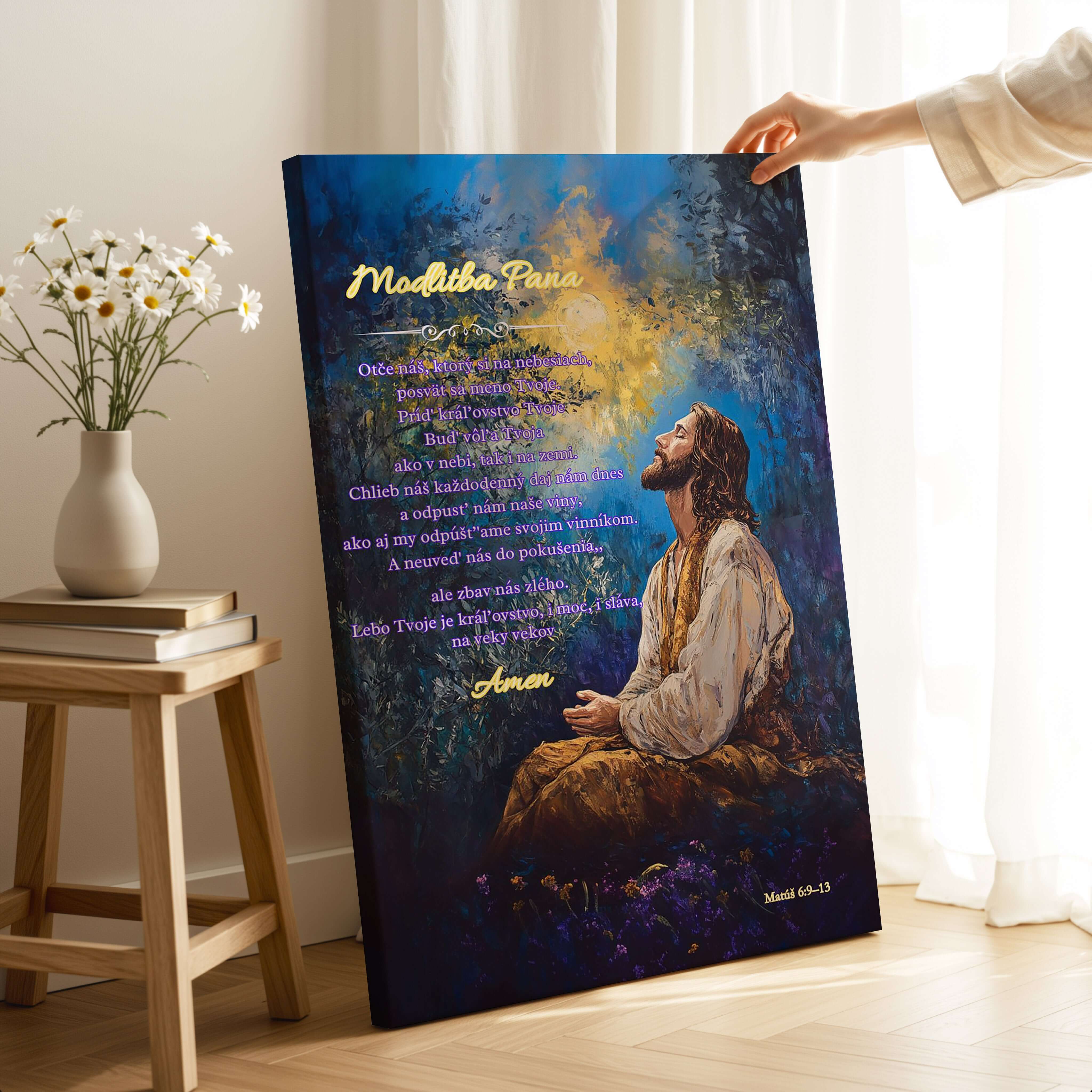 Biblický obraz na stenu s modlitbou Otče náš v poetickom prevedení