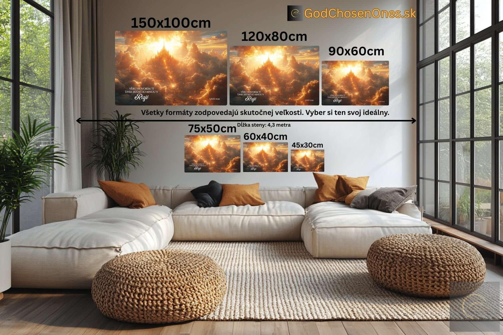 Obraz na stenu - Vyber si ideálny formát s rôznymi rozmermi pre duchovný obraz s biblickým veršom.