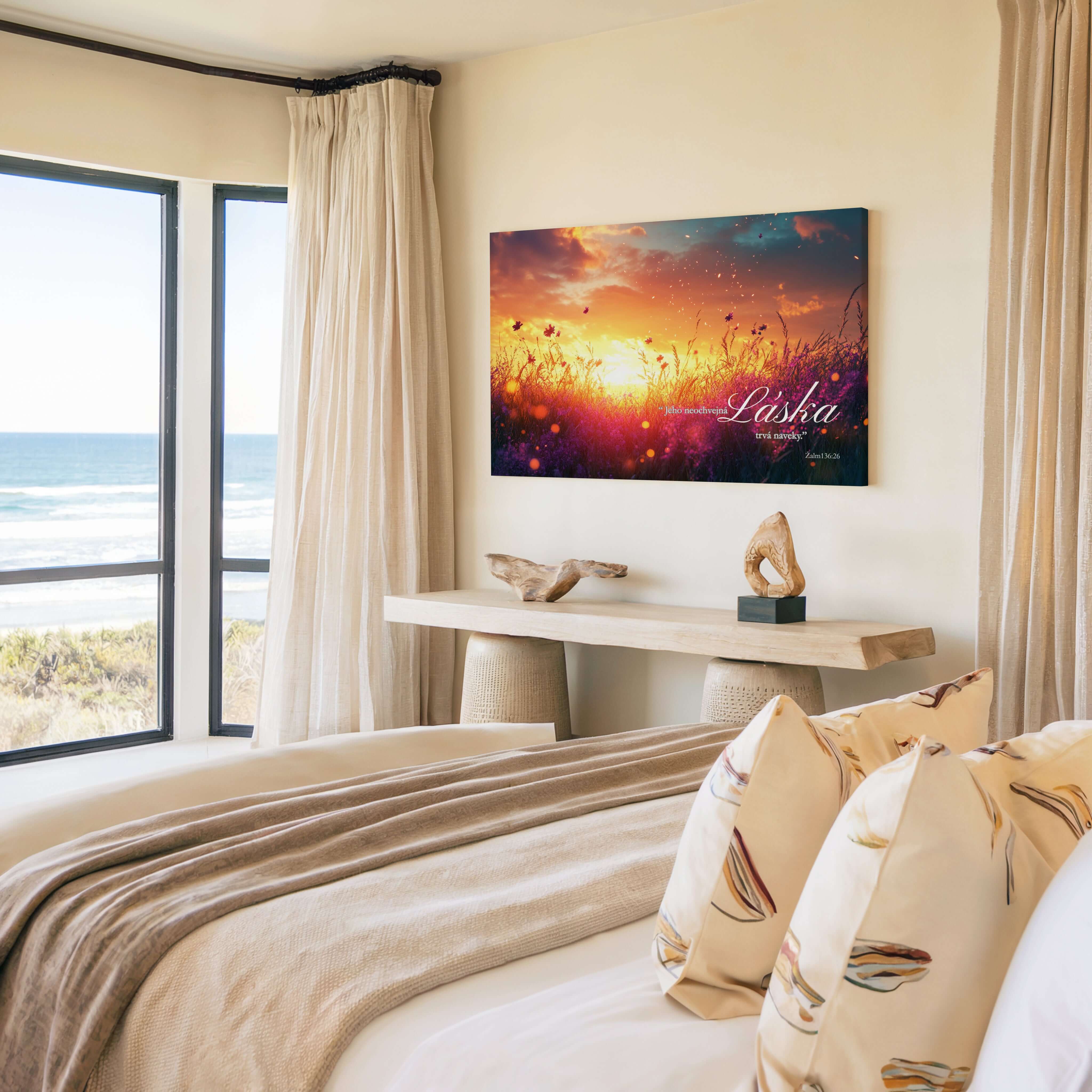 Obraz na stenu s citátom zo Žalmu 136:26 o večnej láske Boha