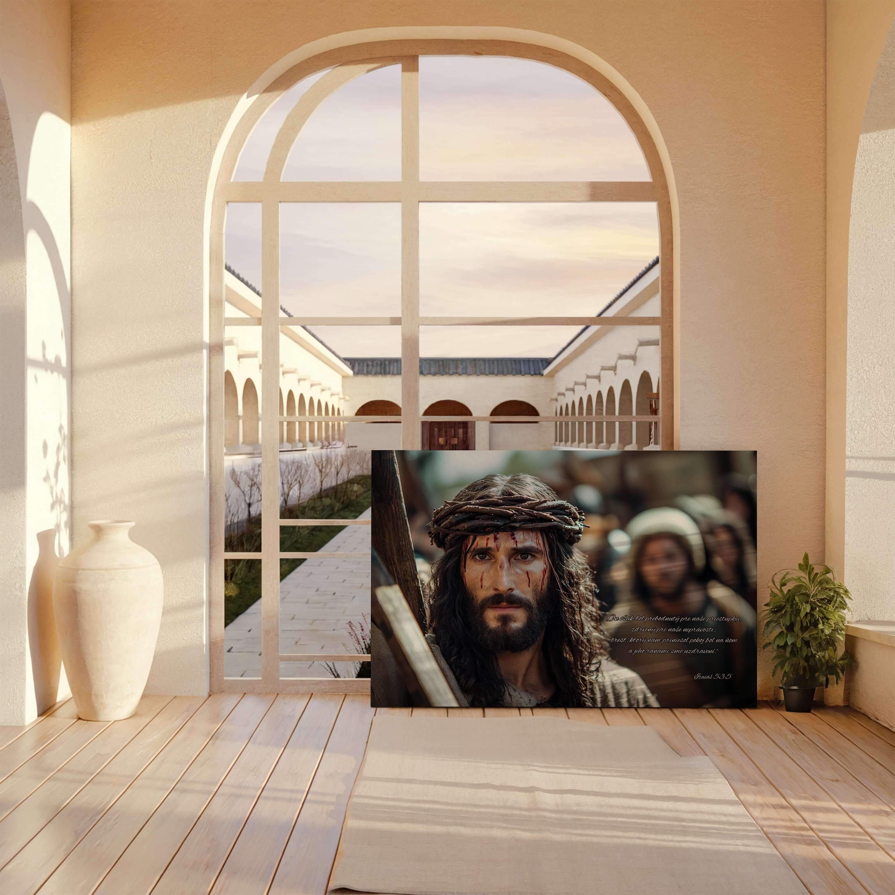 Dekoračný obraz na stenu s biblickým veršom o uzdravení v Ježišovi Kristovi
