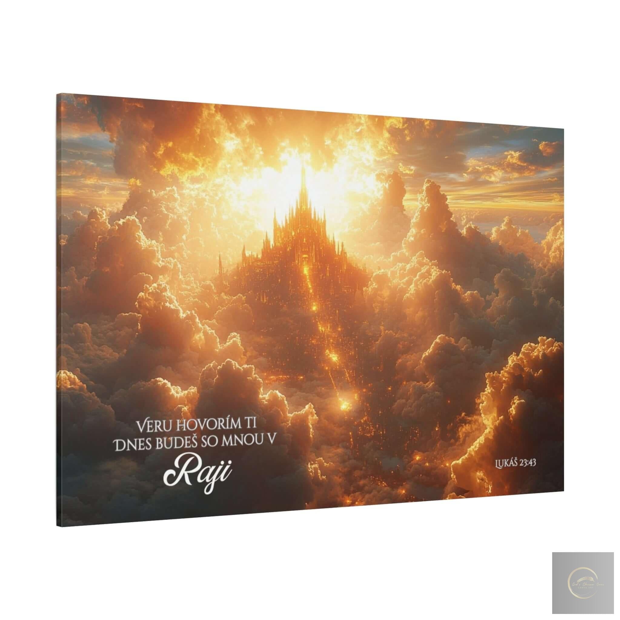 Obraz na stenu s nápisom „Veru hovorím ti: Dnes budeš so mnou v raji“ a krásnou scénou oblákov.