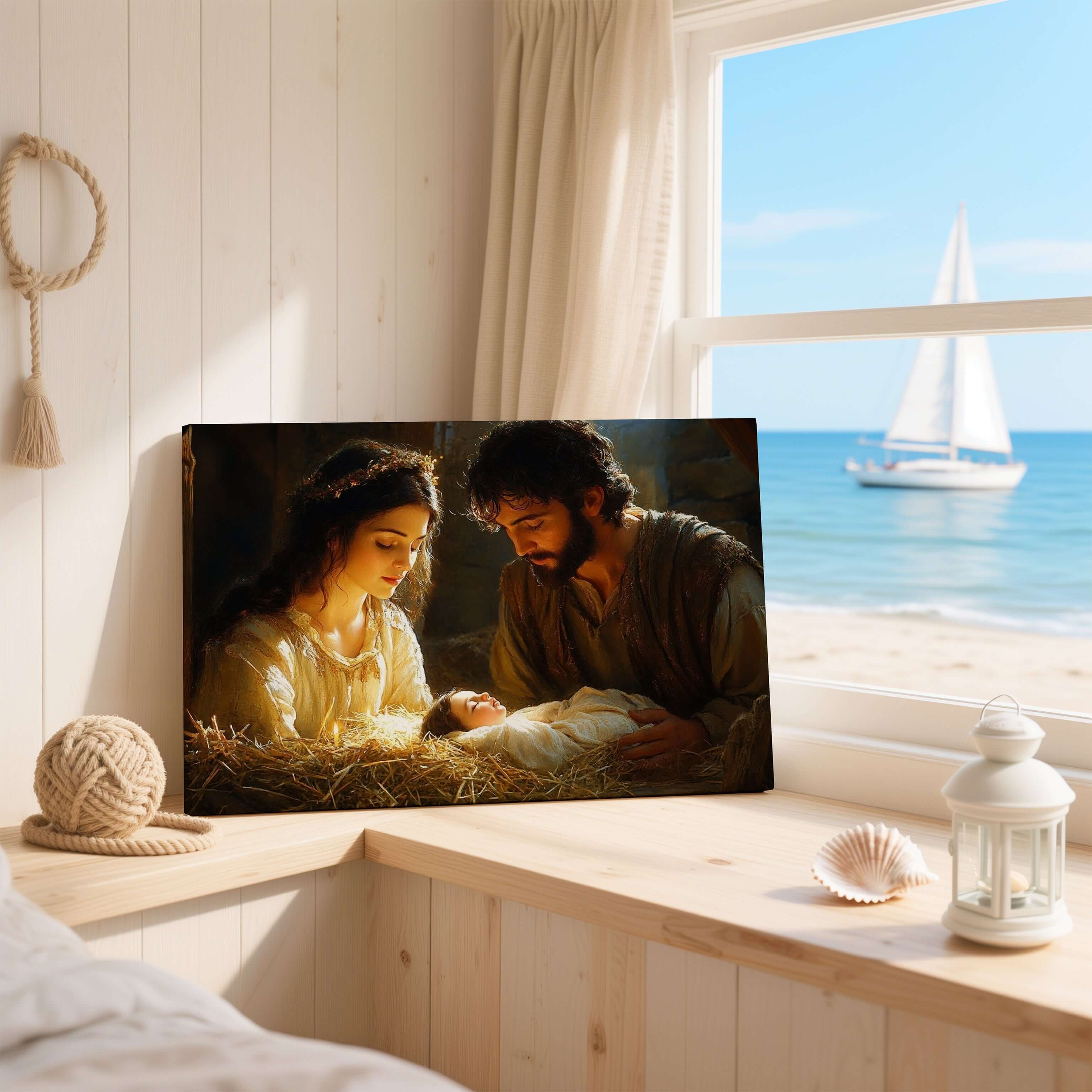 Obraz na stenu – Narodenie Krista – Pokora Betlehema, zobrazenie Márie a Jozefa s dieťaťom Ježišom.
