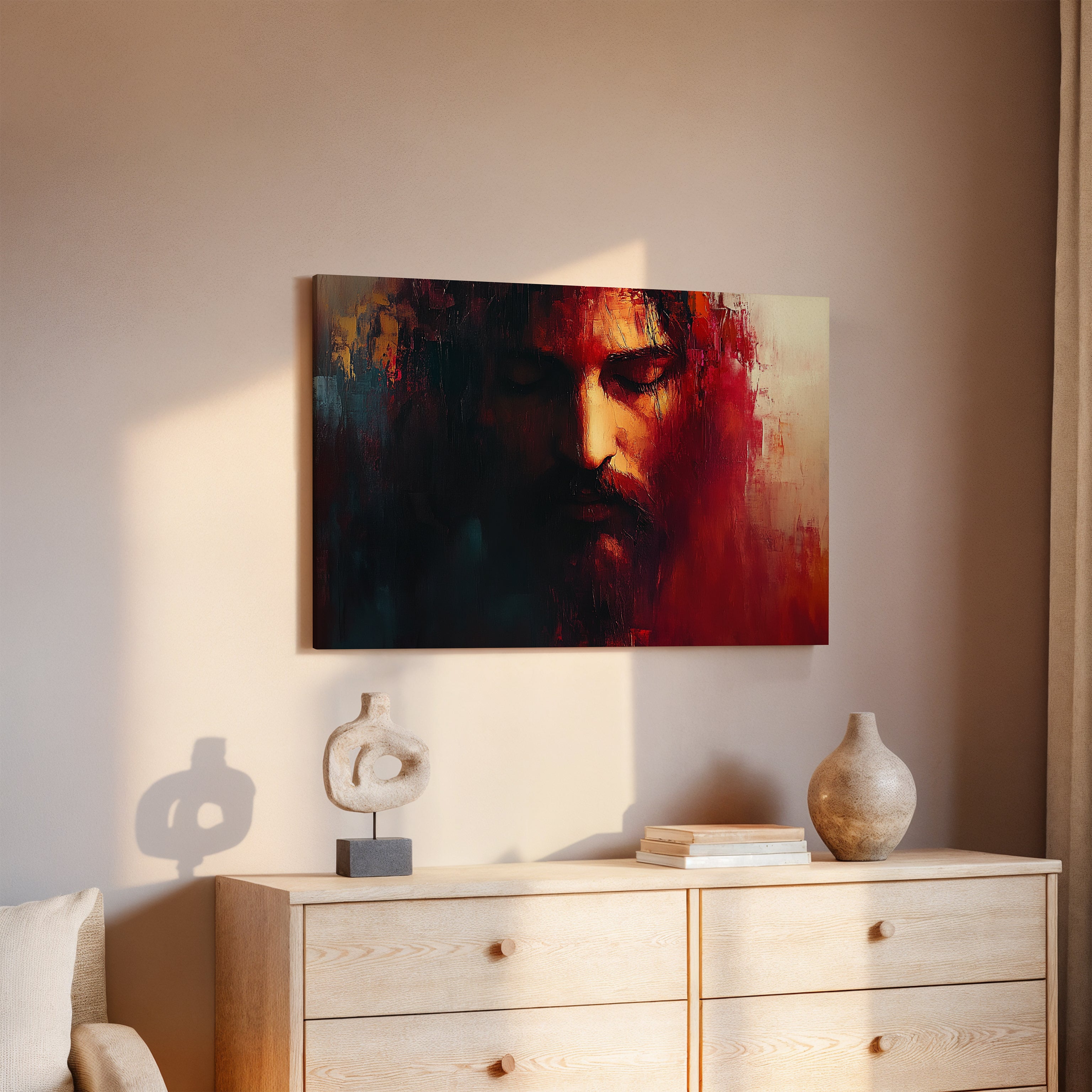 Obraz na stenu - Ježiš Kristus tvár ticha, umelecké stvárnenie Krista v hlbokom stíšení a vážnosti.